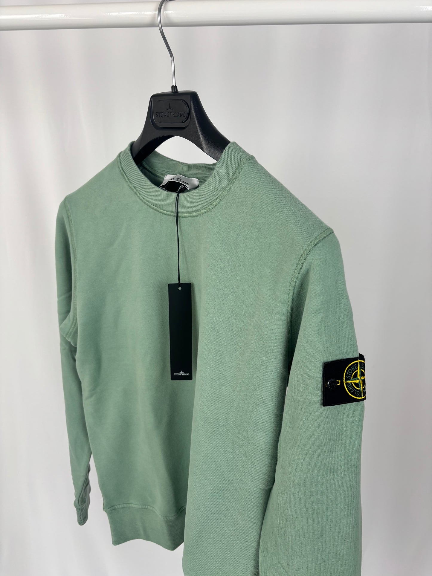 Stone Island Brushed Cotton Crewneck Sweatshirt (Sage)