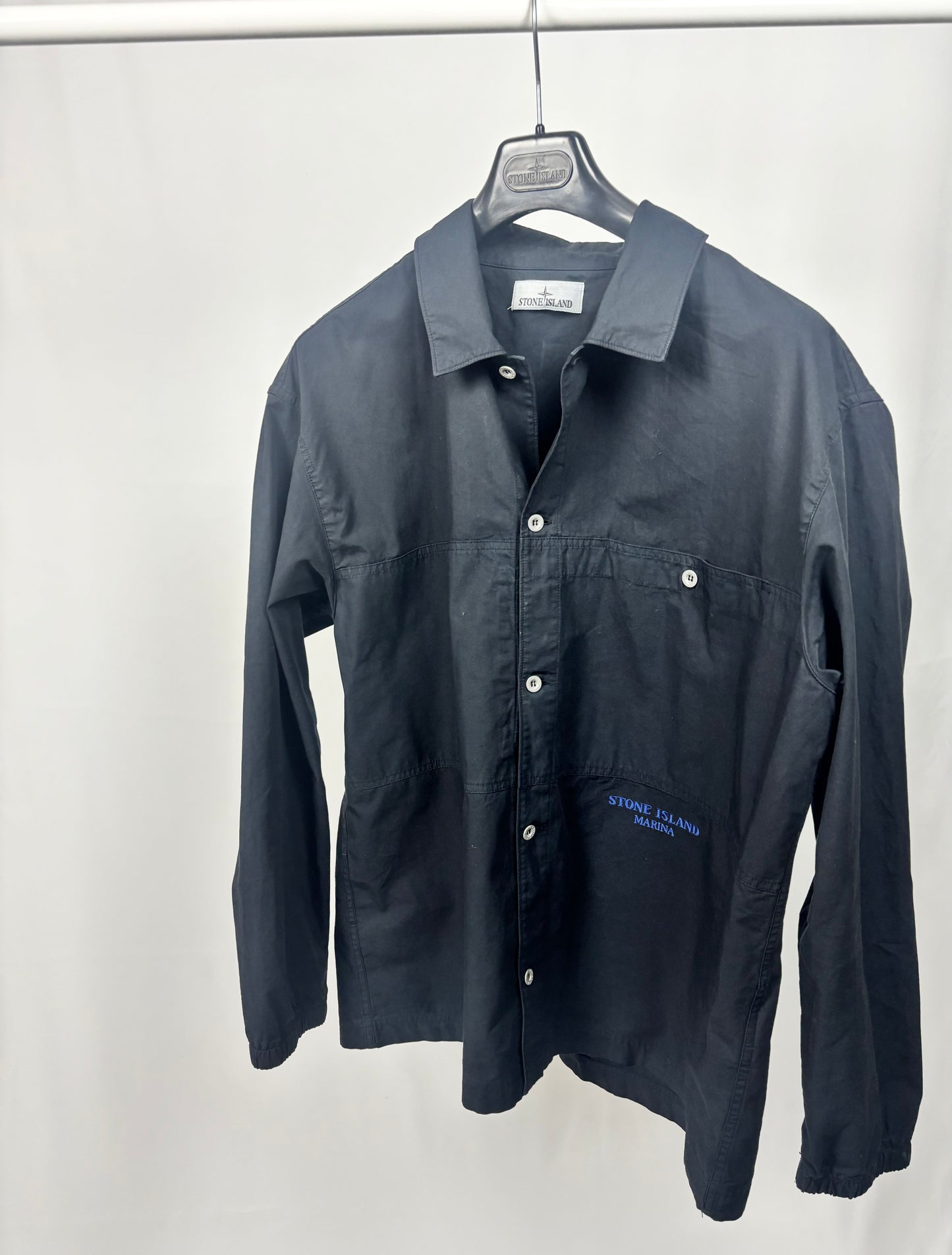 Stone Island Marina Cotton Canvas Overshirt (Navy)