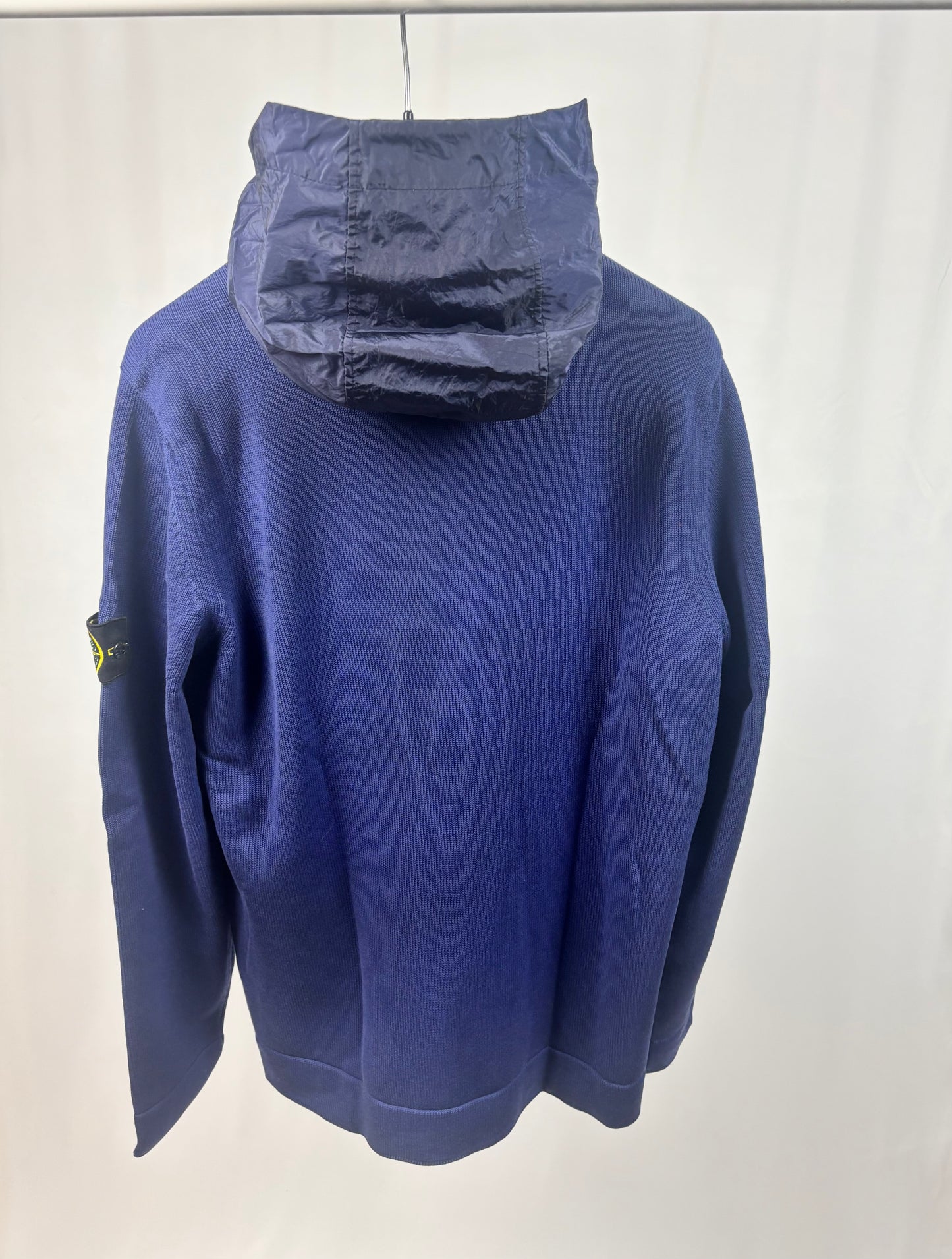 Stone Island Zip Up Sweatshirt + Nylon Metal Hood (Navy)