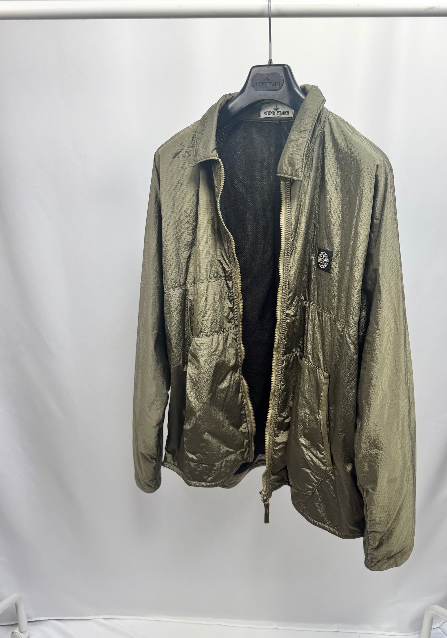 Stone Island Nylon Metal Ripstop Patch Logo Overshirt (Green)
