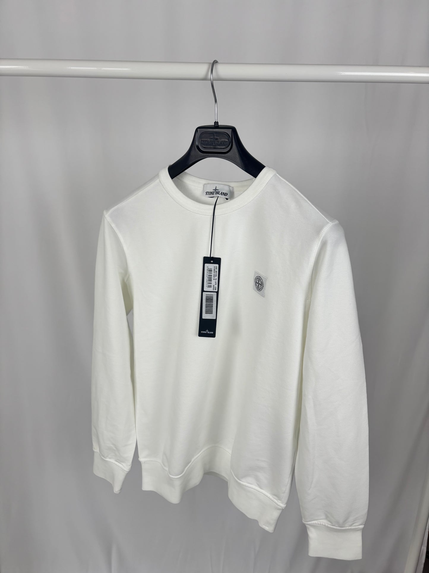 Stone Island Logo Patch Sweatshirt (White)