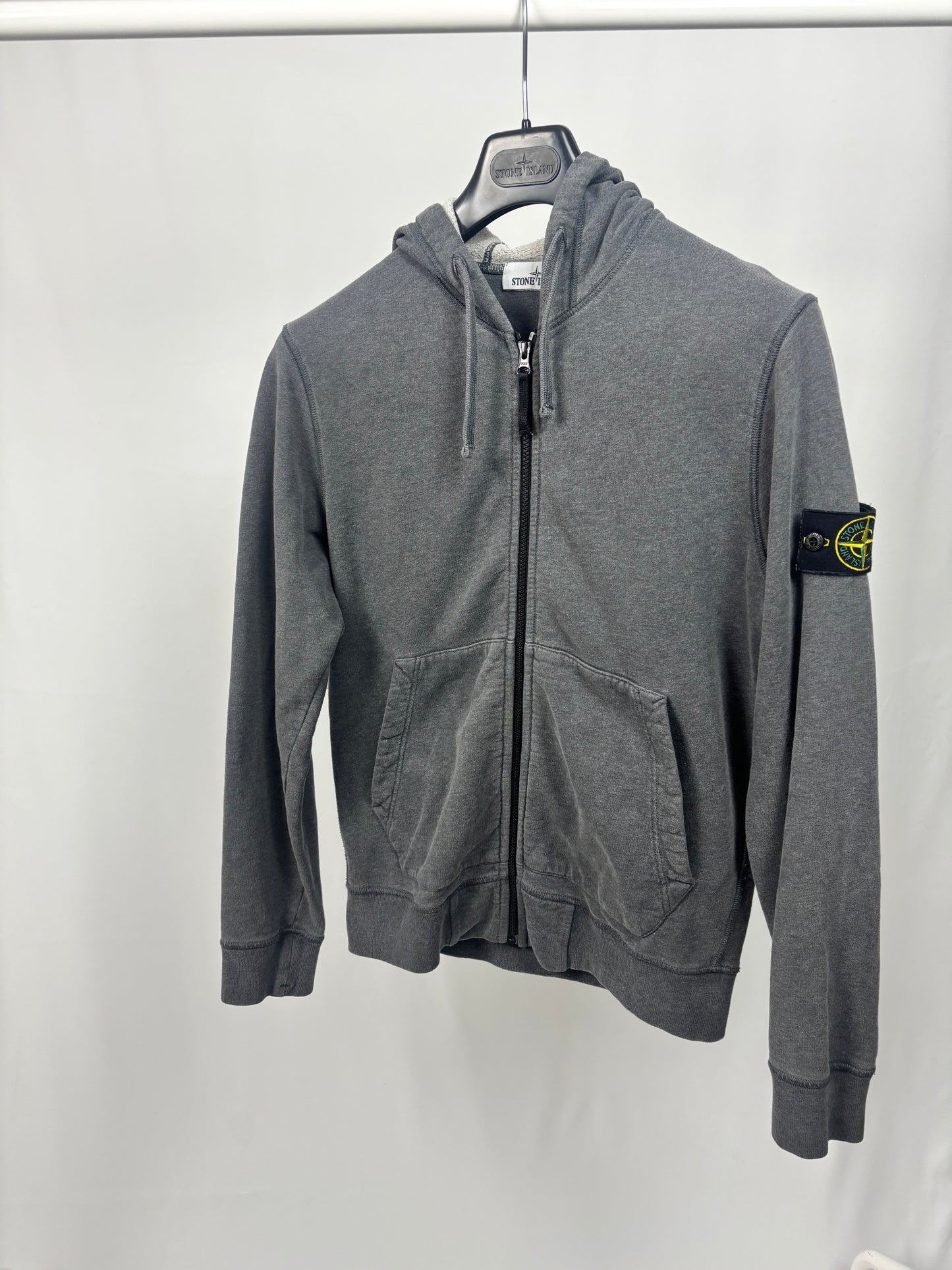Stone Island Zip Up Hoodie (Dark Grey)