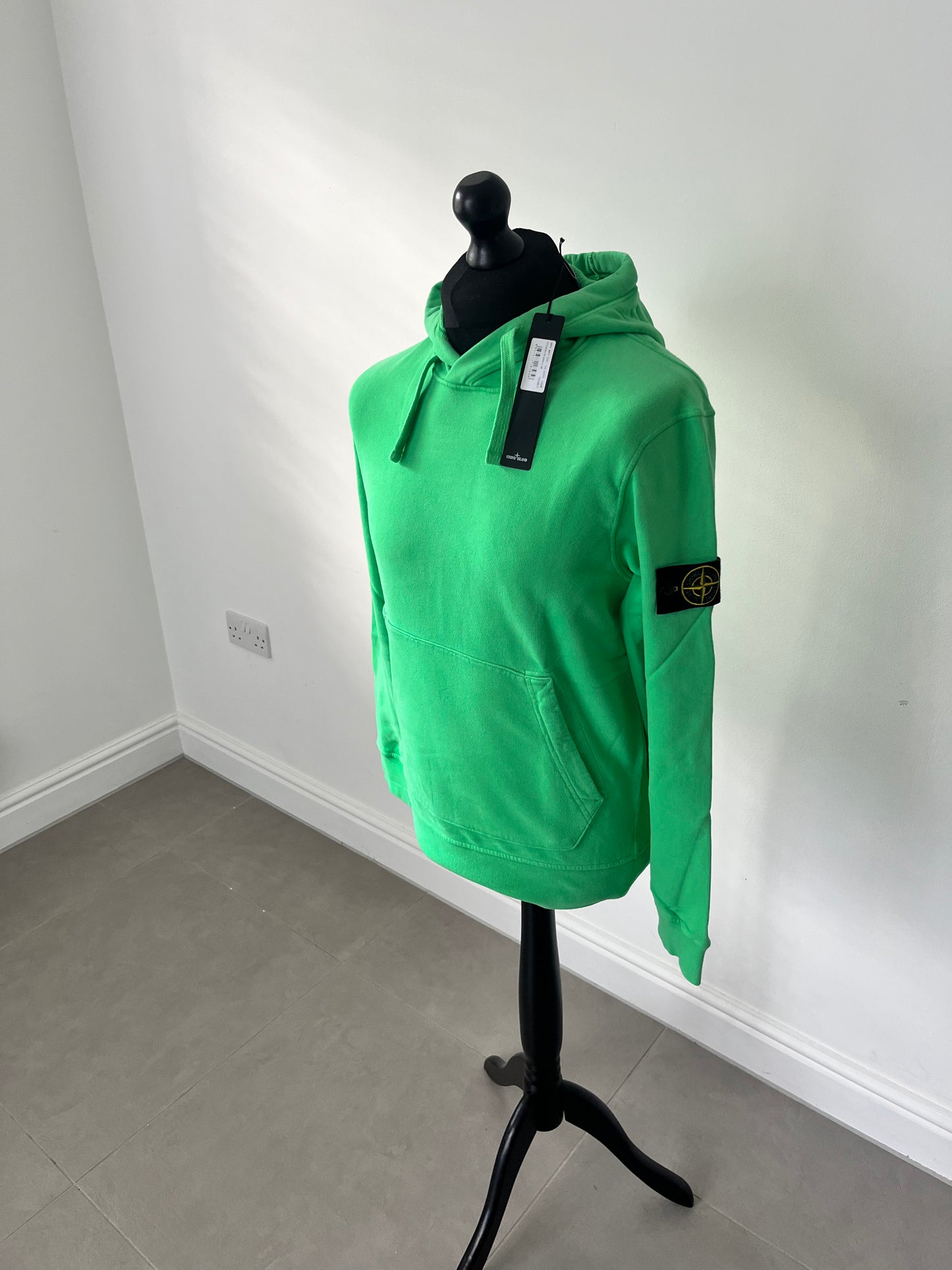 Stone Island Brushed Cotton Popover Hoodie (Light Green)