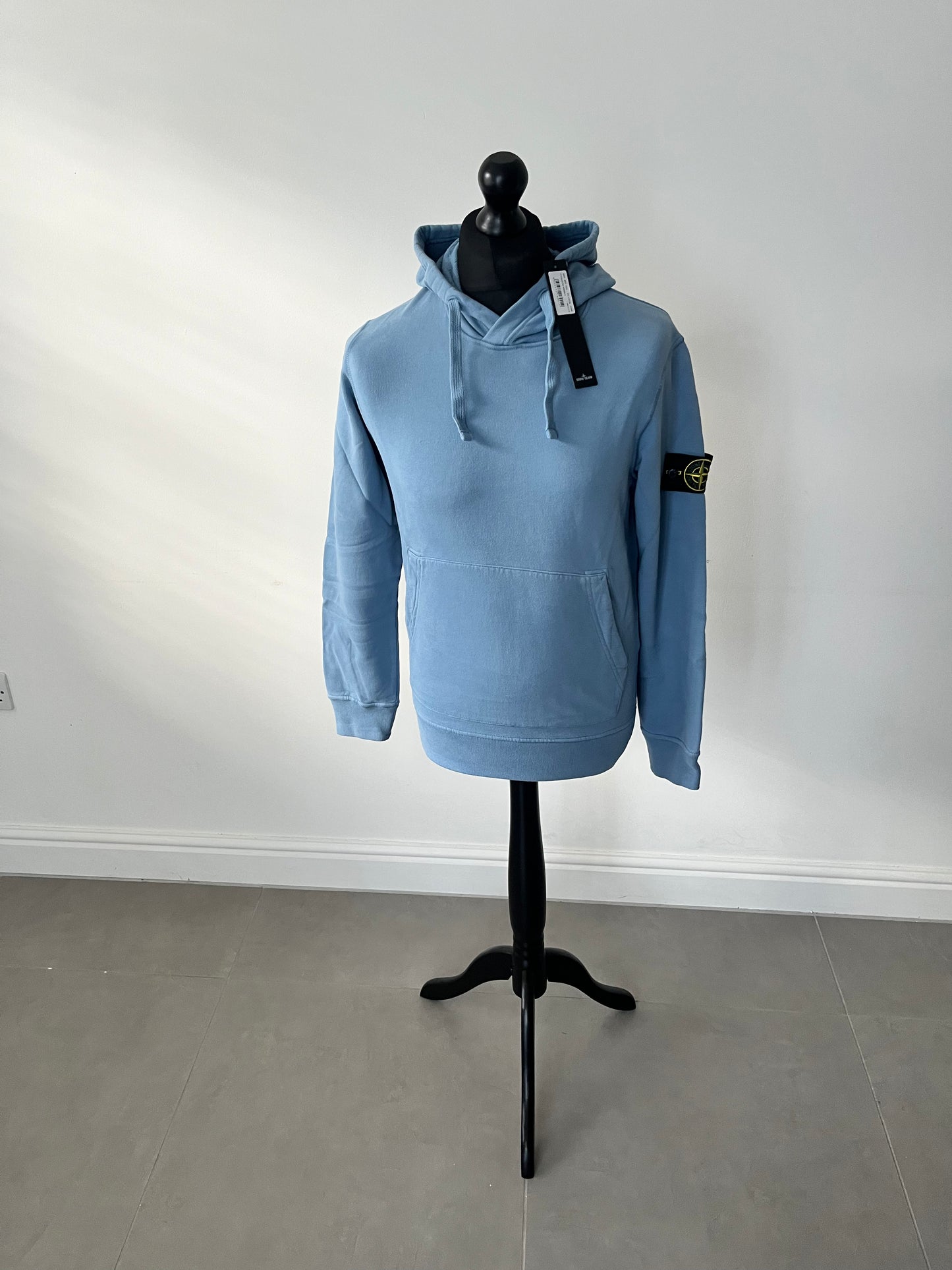 Stone Island Brushed Cotton Popover Hoodie (Powder Blue)