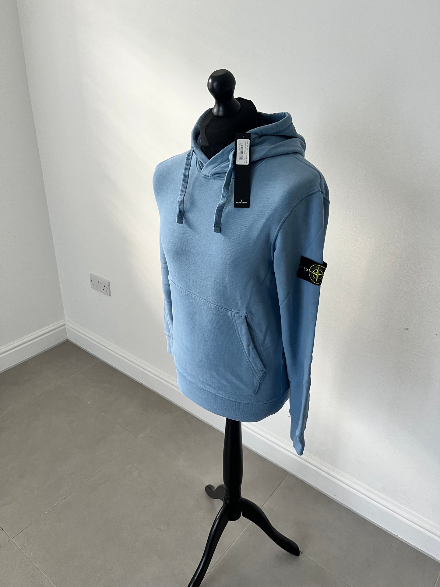 Stone Island Brushed Cotton Popover Hoodie (Powder Blue)