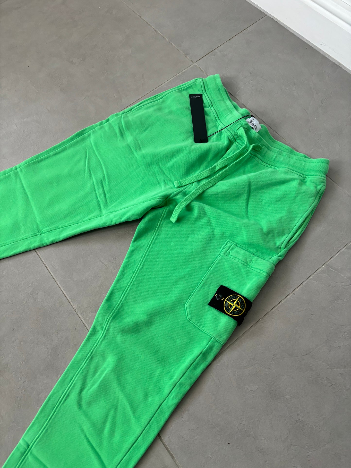 Stone Island Brushed Cotton Fleeced Bottoms (Light Green)