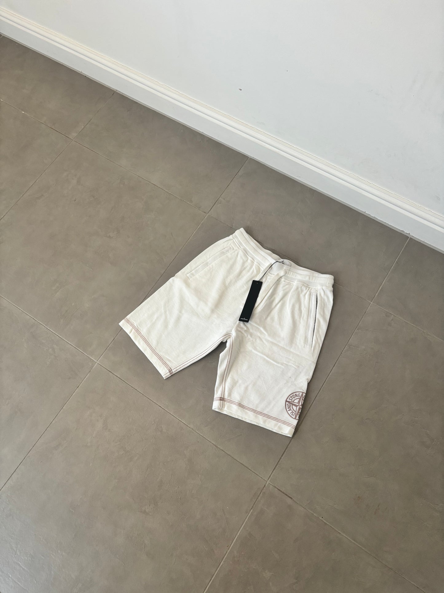 Stone Island Embroidered Bermuda Shorts (White)