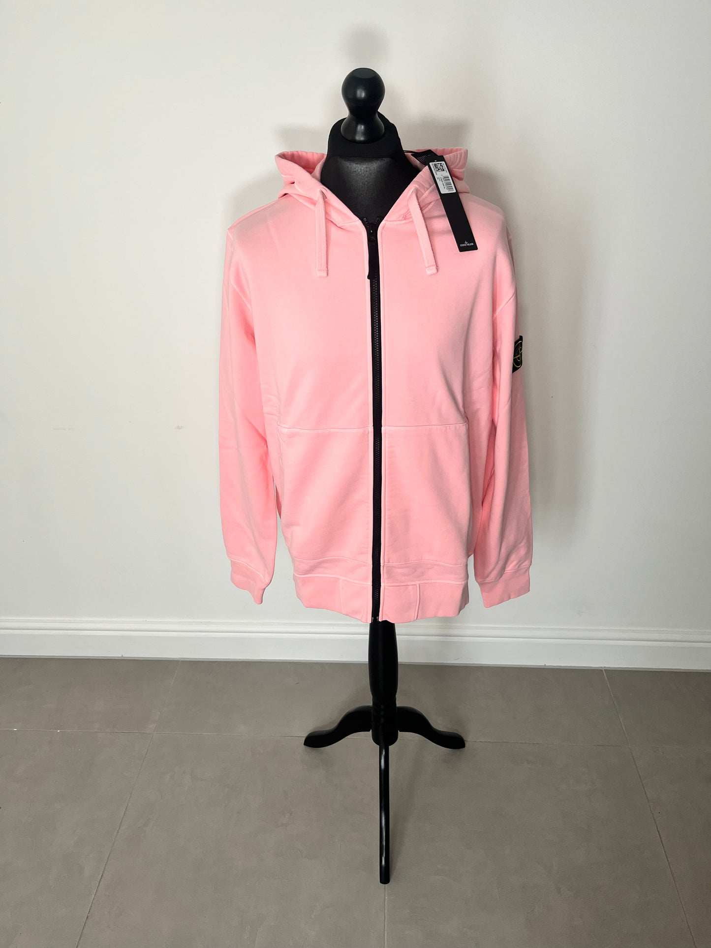 Stone Island Brushed Cotton Full Zip Hoodie (Pink)