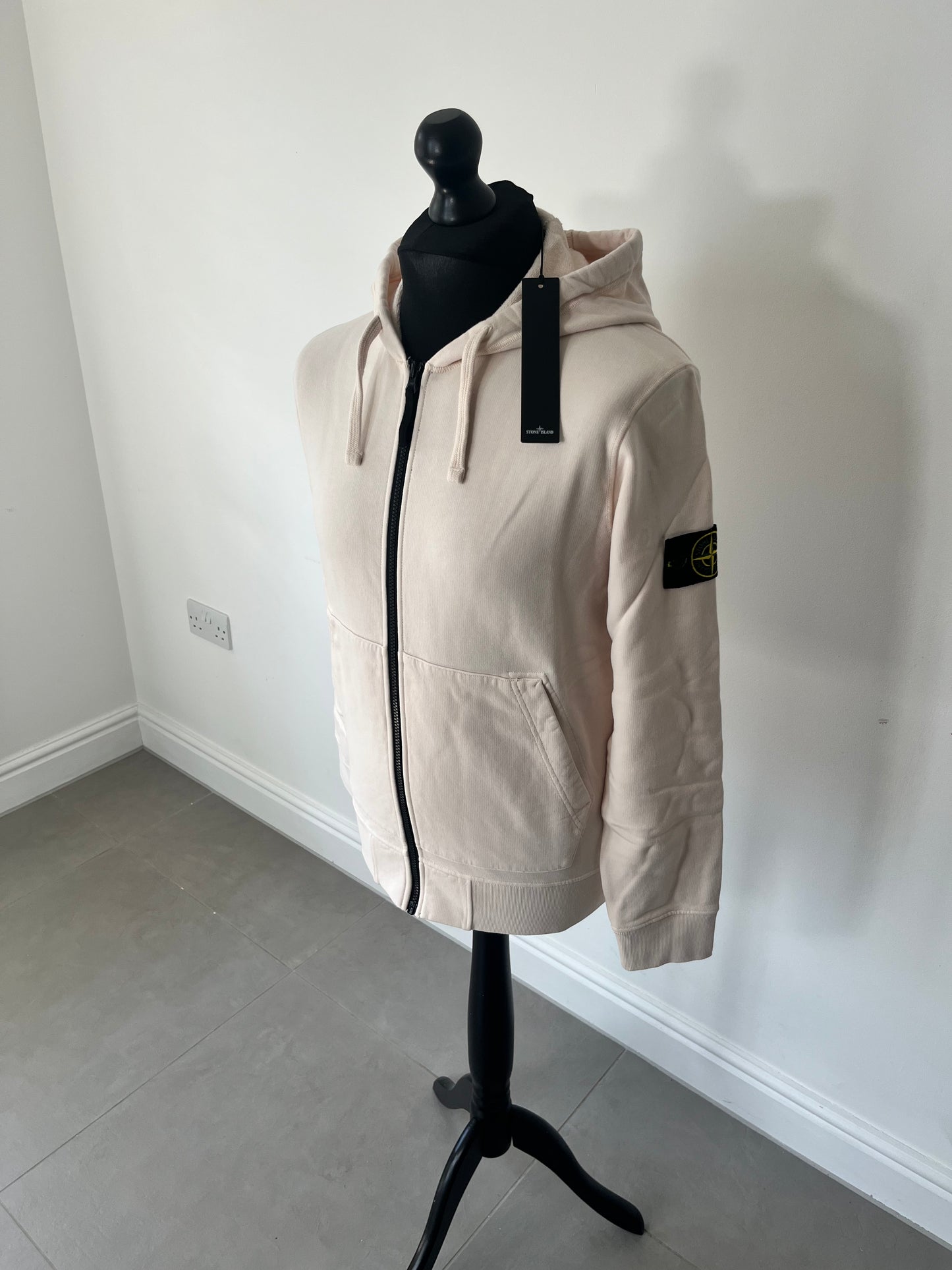 Stone Island Brushed Cotton Full Zip Hoodie (Pink)