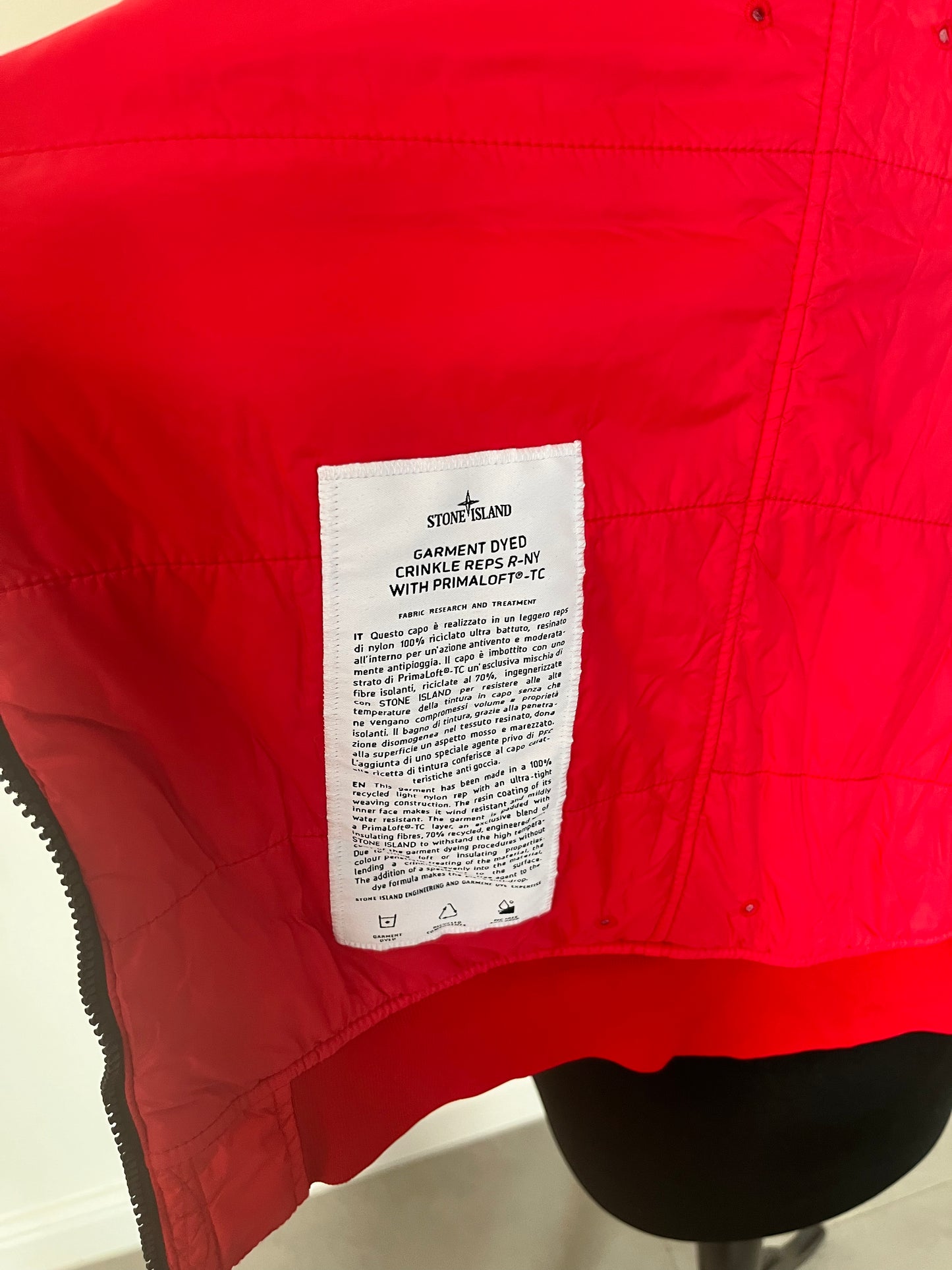 Stone Island Garment Dyed Crinkle Reps R-NY With Primaloft - TC (Red)