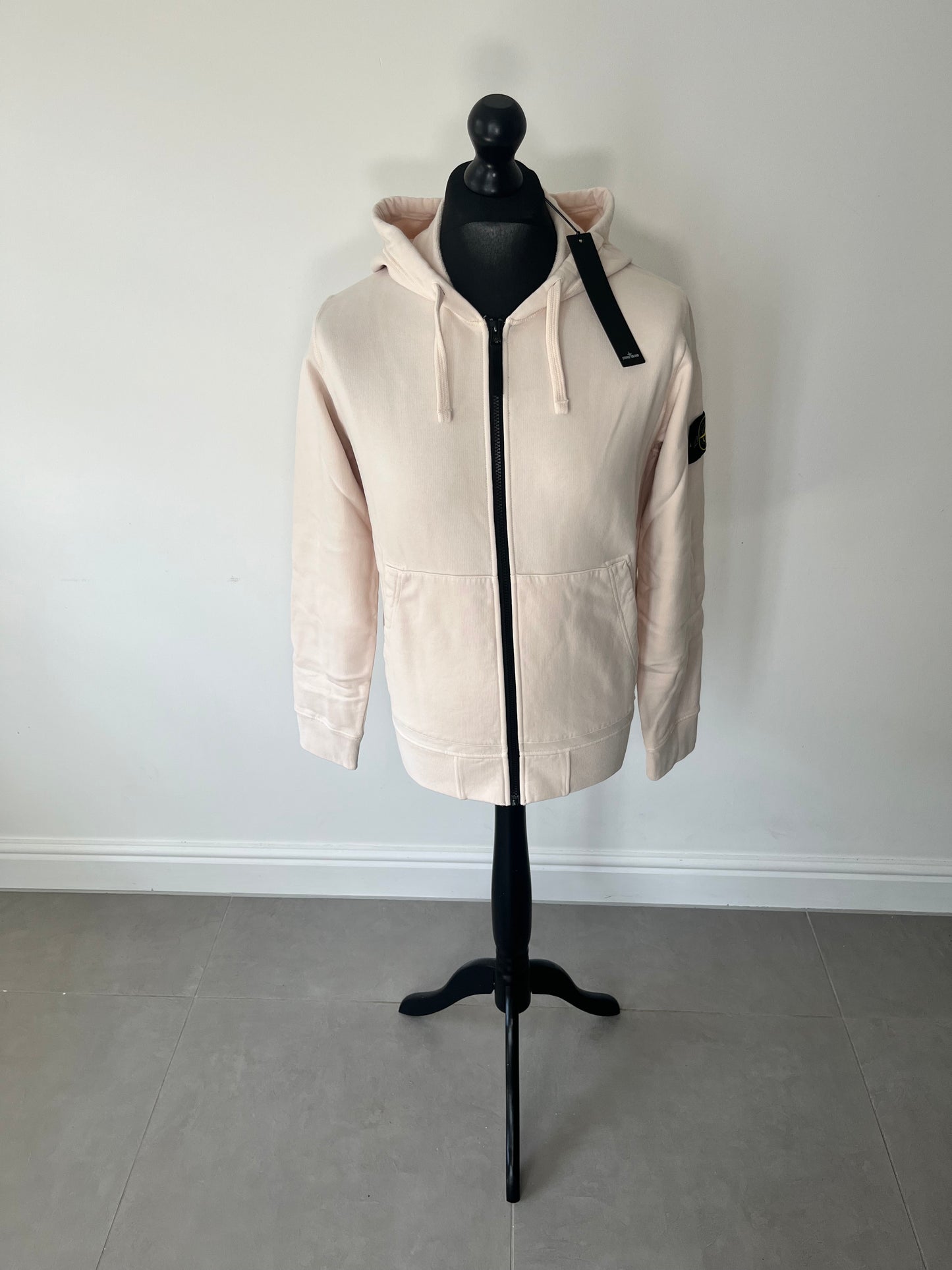 Stone Island Brushed Cotton Full Zip Hoodie (Pink)