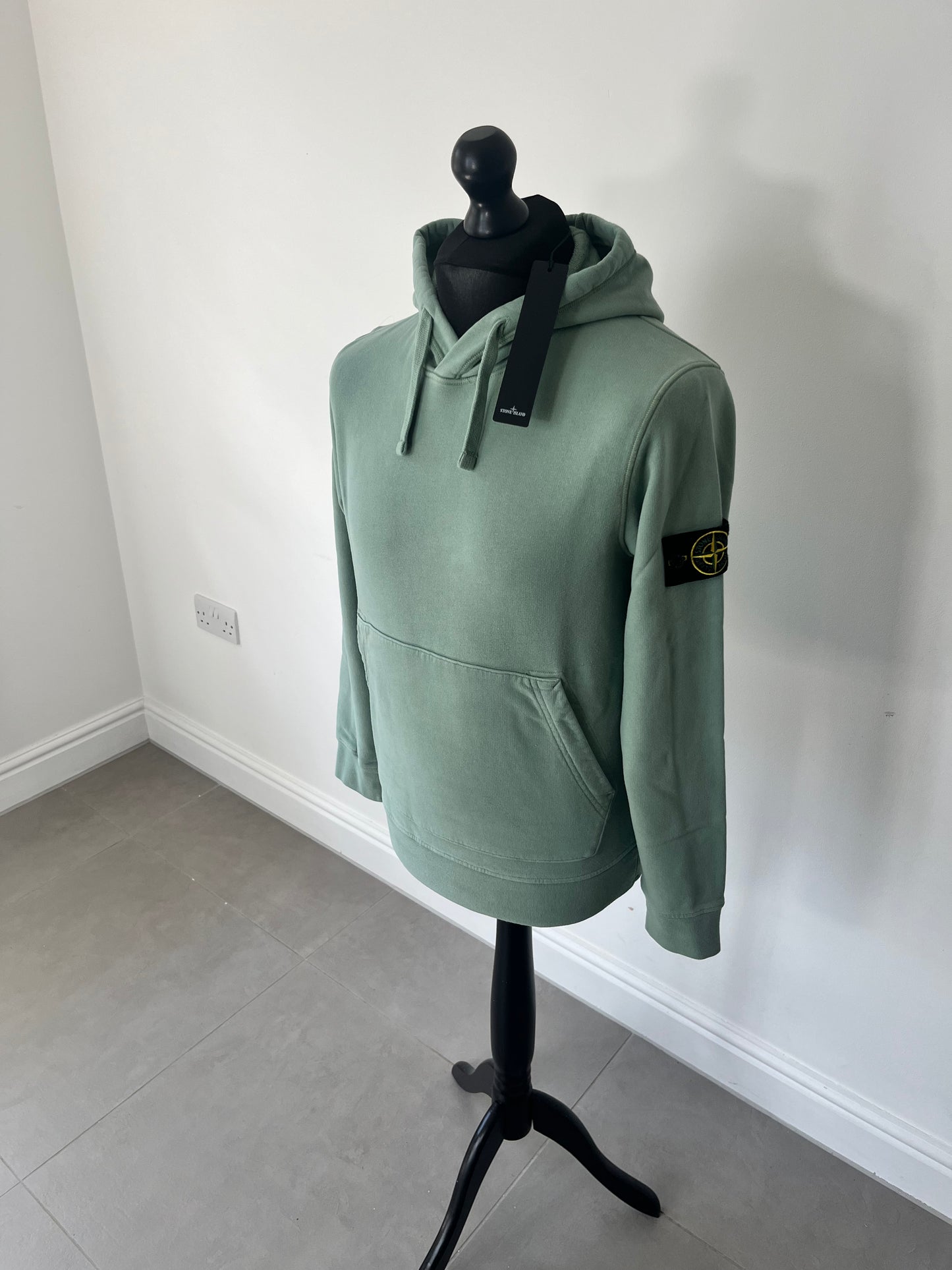 Stone Island Brushed Cotton Popover Hoodie (Sage)