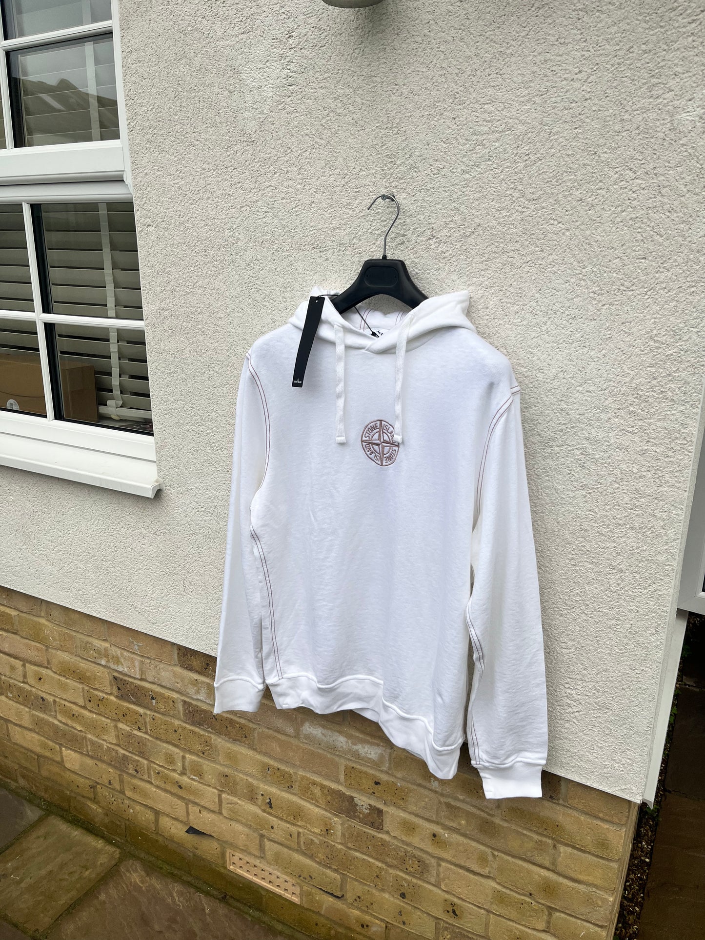 Stone Island Embroidered Windrose Hoodie (White)