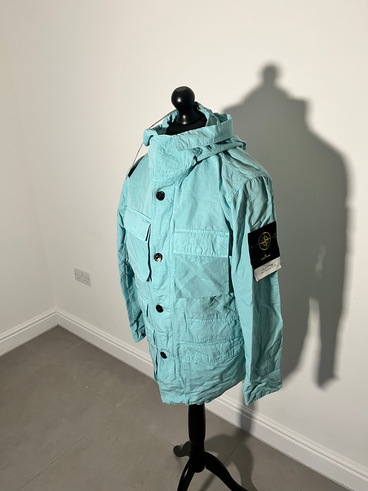 Stone Island Tela Cotone Lino Fiammato-TC (Aqua)