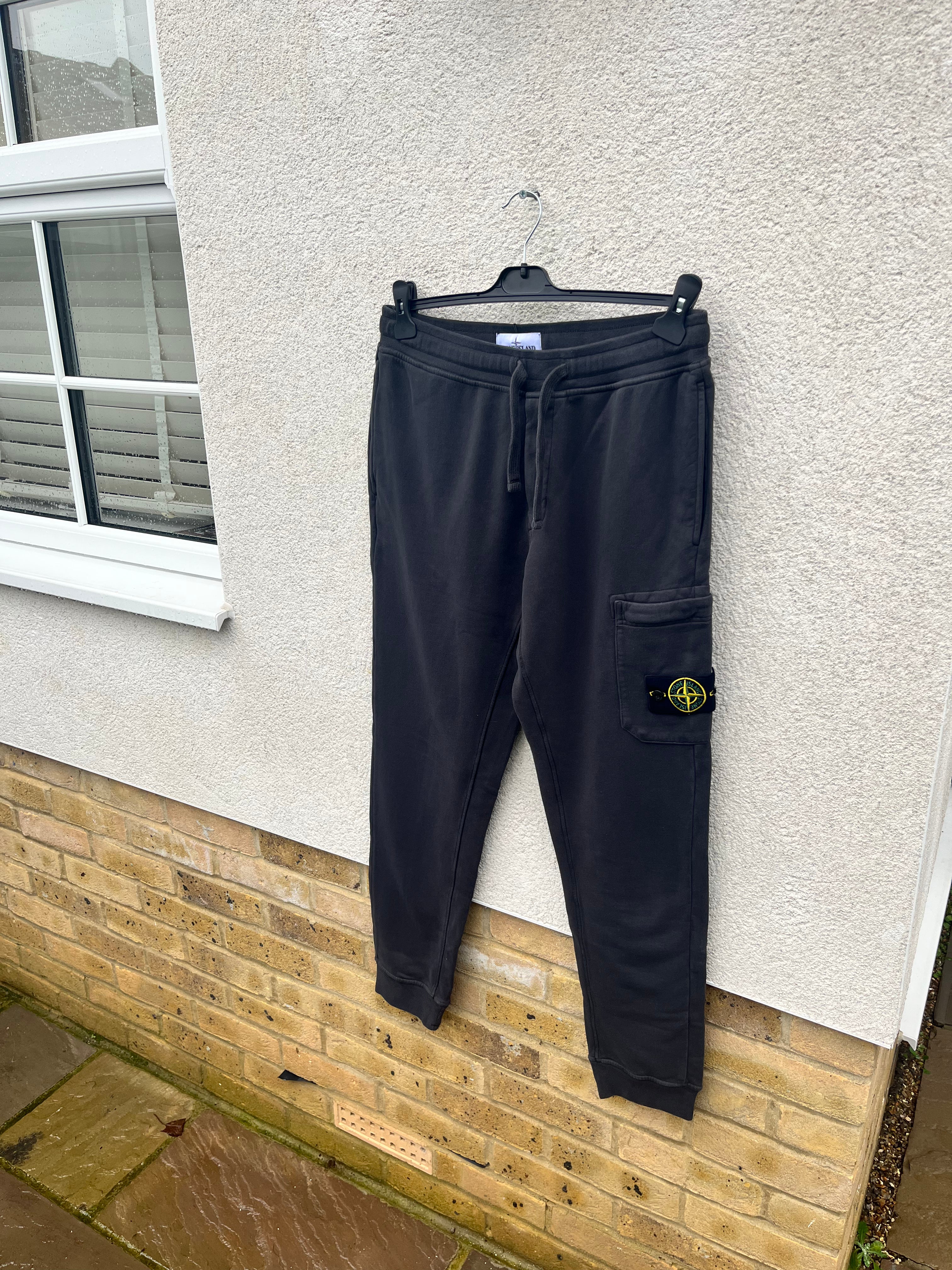 Stone Island Brushed Cotton Pocket Sweatpants Charcoal CasualCentral