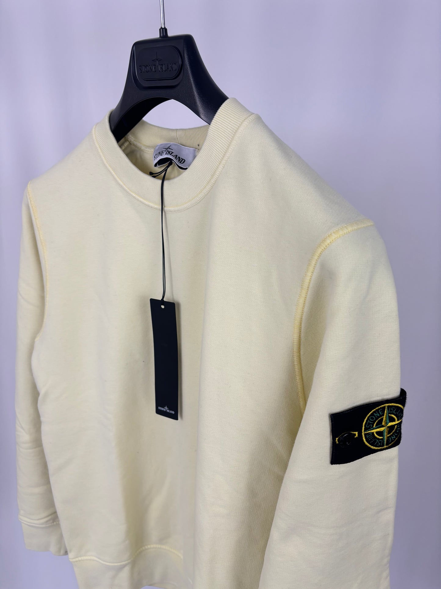 Stone Island Brushed Cotton Crewneck Sweatshirt (Butter)