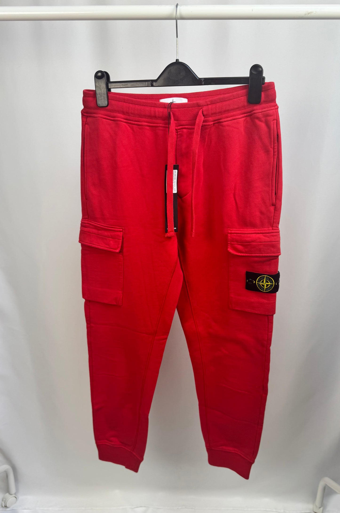 Stone Island Brushed Cotton Fleeced Bottoms Double Pocket (Red)