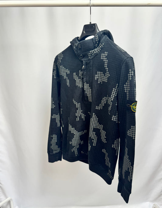 Stone Island Grid Check Cotton Hoodie (Camo)