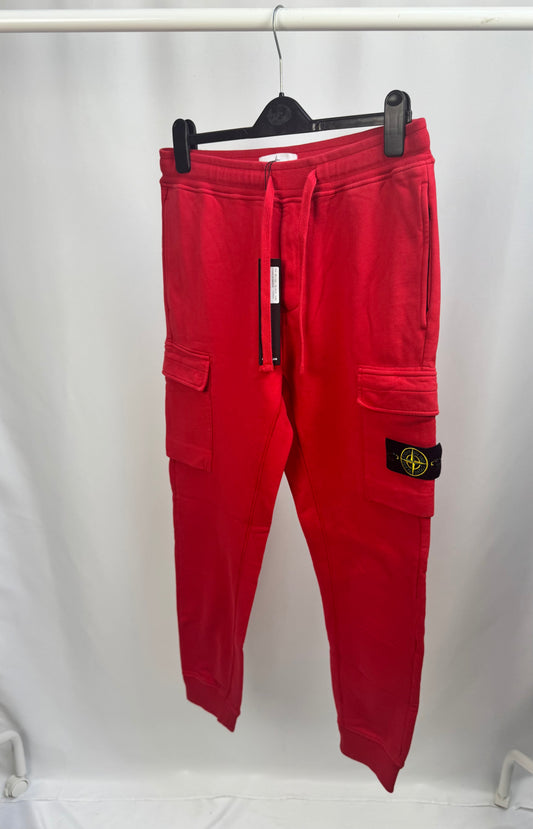 Stone Island Brushed Cotton Fleeced Bottoms Double Pocket (Red)