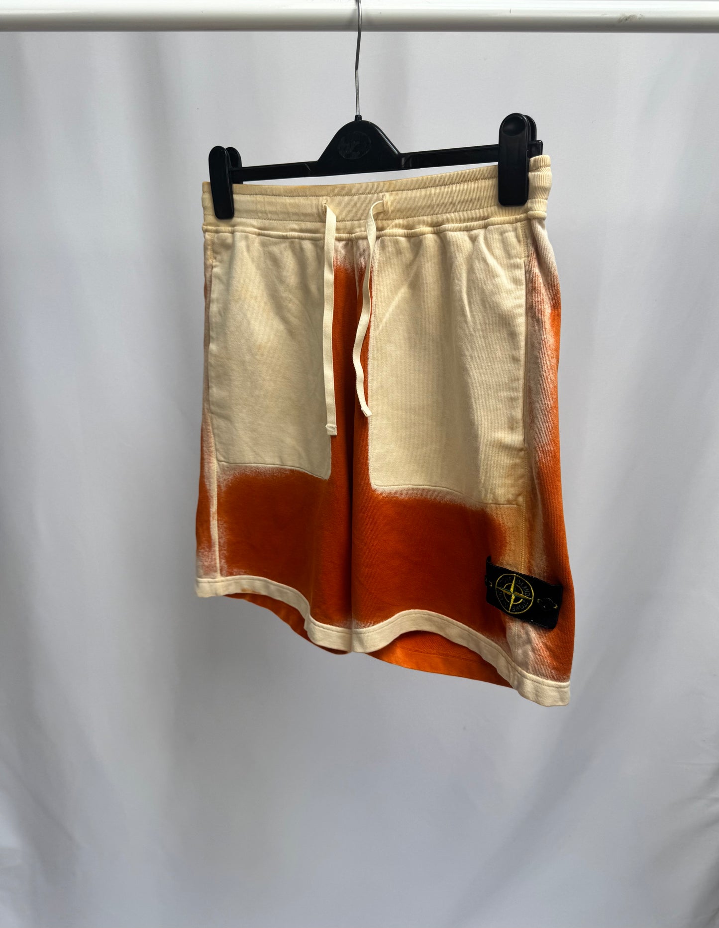 Stone Island Hand Sprayed Airbrush Shorts (Orange)