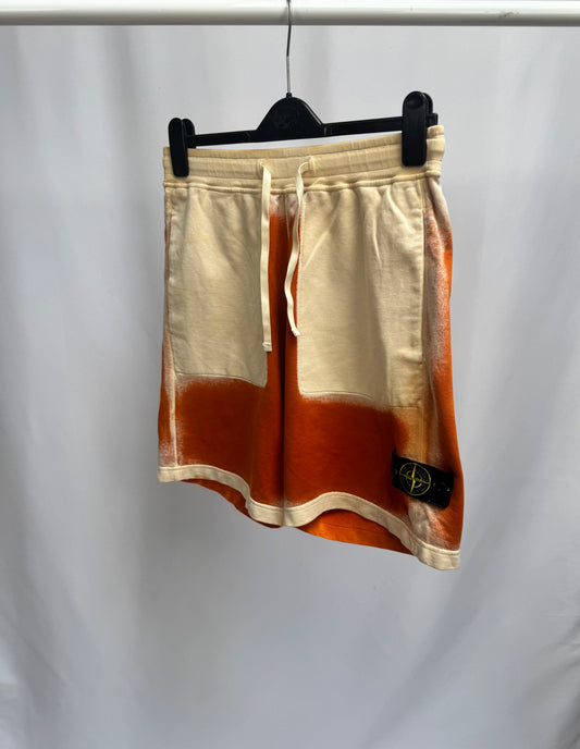 Stone Island Hand Sprayed Airbrush Shorts (Orange)