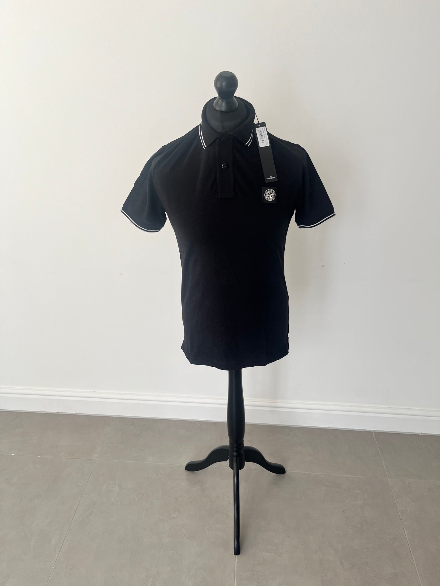 Stone Island Polo Shirt Slim Fit (Black/White)