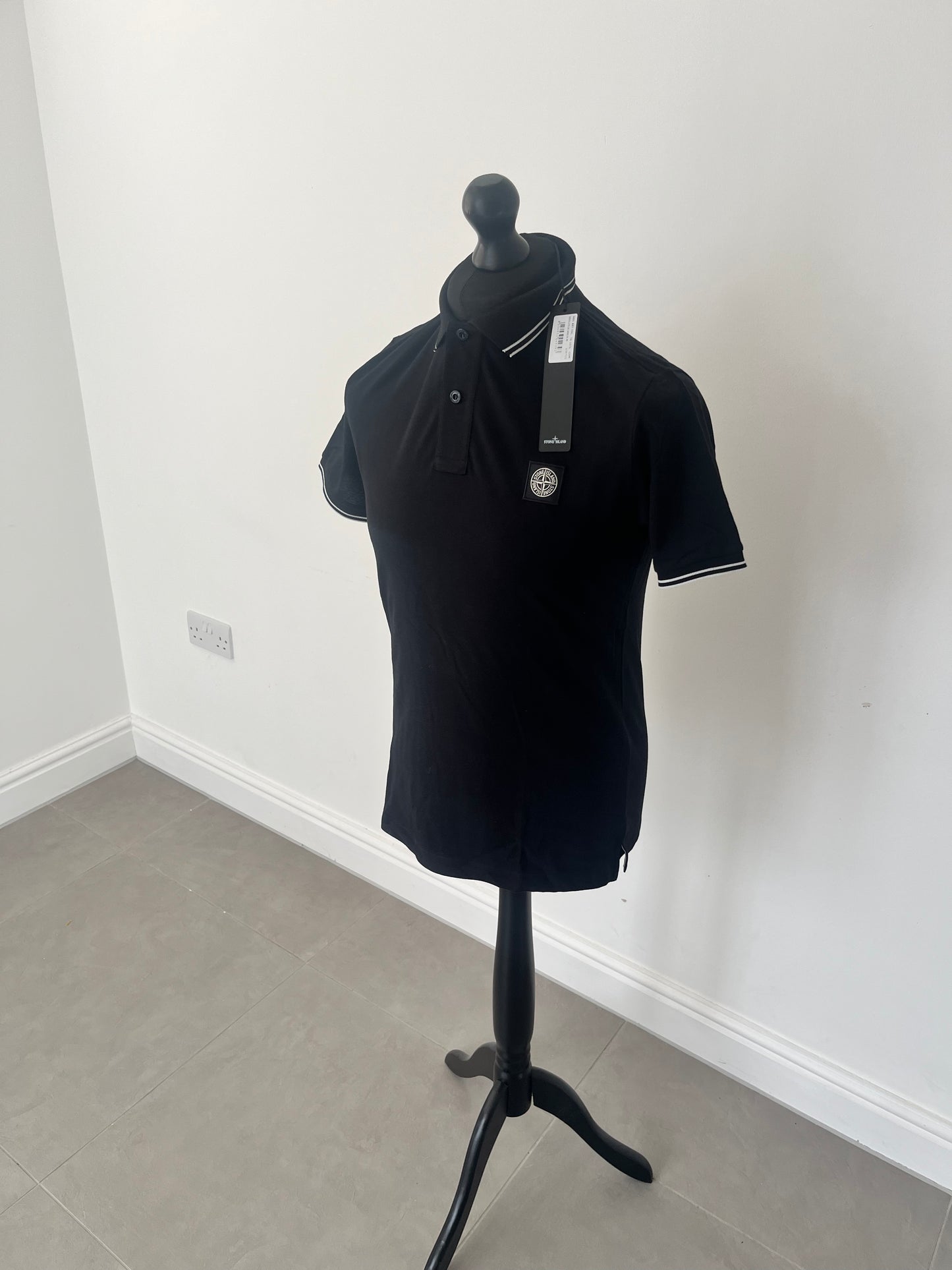 Stone Island Polo Shirt Slim Fit (Black/White)