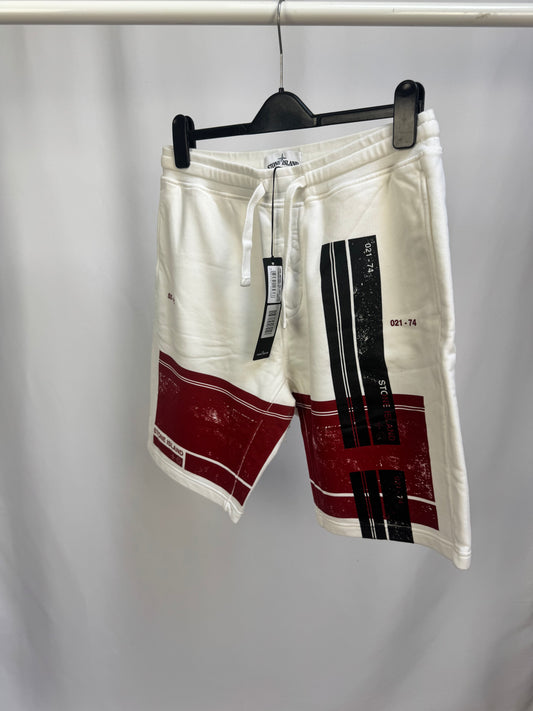 Stone Island Graphic Bermuda Shorts (White)
