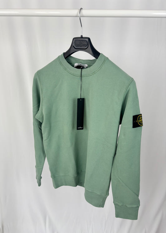 Stone Island Brushed Cotton Crewneck Sweatshirt (Sage)