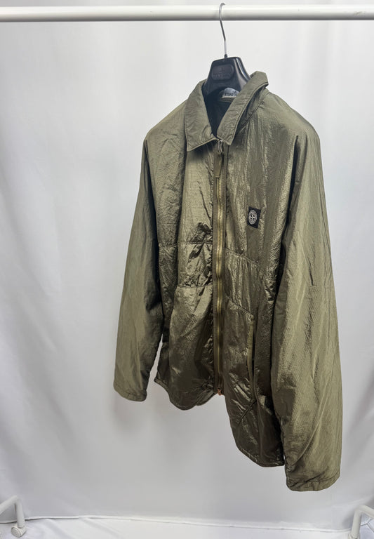 Stone Island Nylon Metal Ripstop Patch Logo Overshirt (Green)
