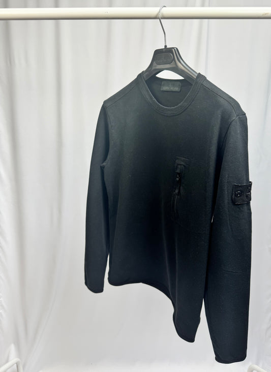 Stone Island Ghost Sweatshirt W/ Chest Pocket (Black)