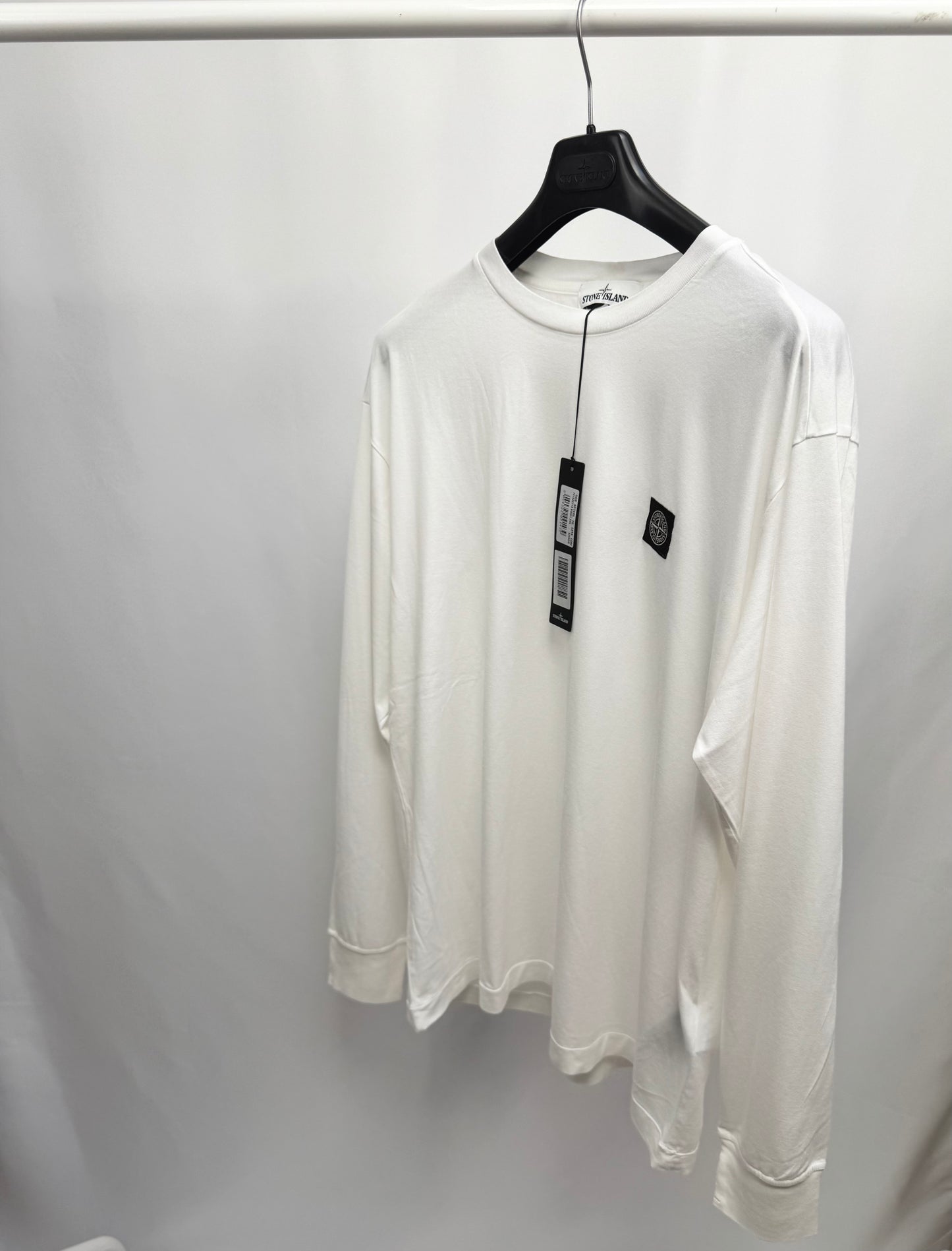 Stone Island Patch Logo Long Sleeve T-Shirt (White)