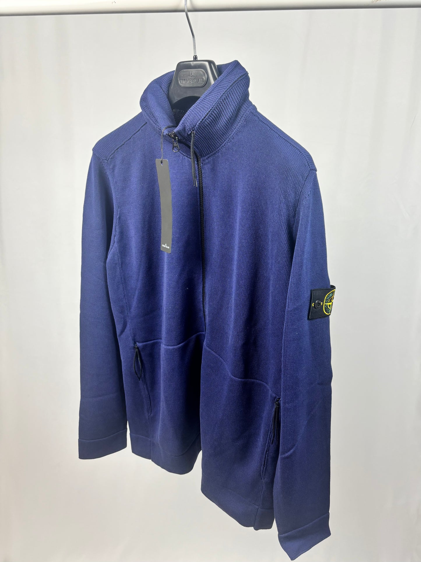 Stone Island Zip Up Sweatshirt + Nylon Metal Hood (Navy)