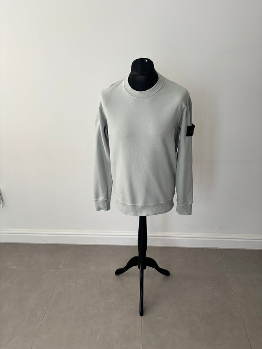 Stone Island Brushed Cotton Crew Neck Sweatshirt (Pearl Grey)