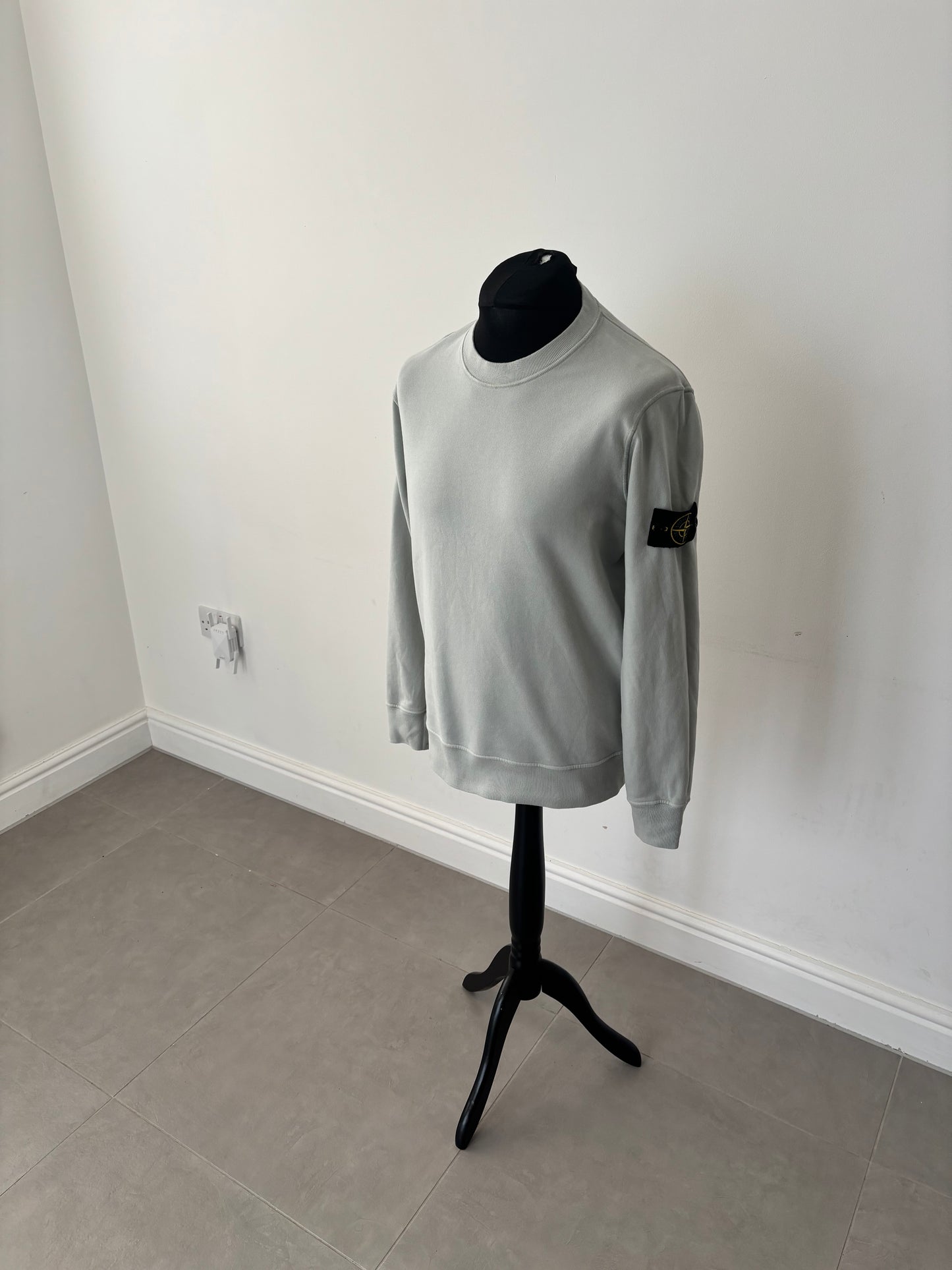 Stone Island Brushed Cotton Crew Neck Sweatshirt (Pearl Grey)