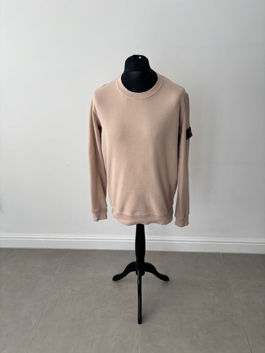 Stone Island Garment Dyed Crew Neck Sweatshirt (Cream)