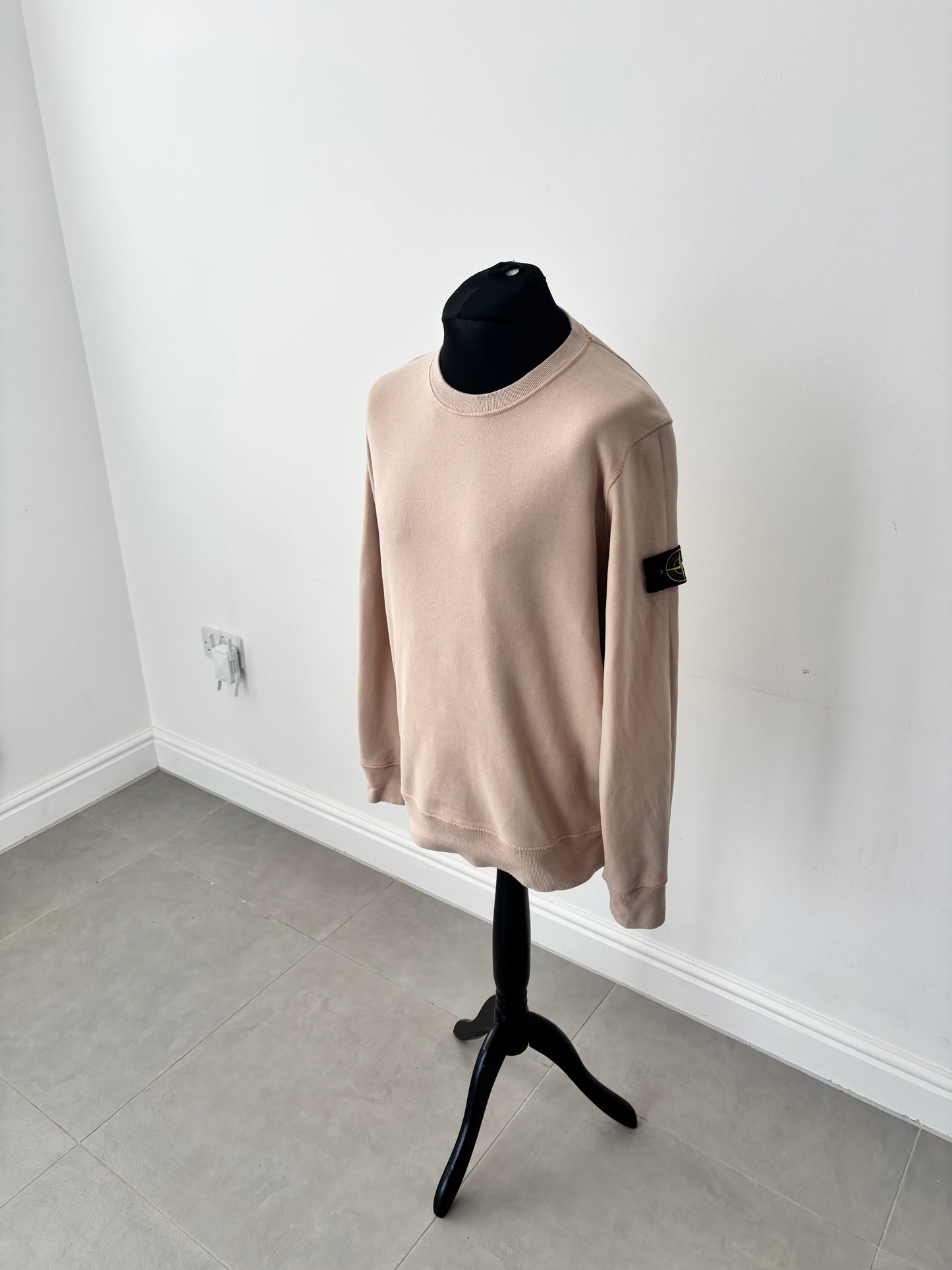 Stone Island Garment Dyed Crew Neck Sweatshirt (Cream)