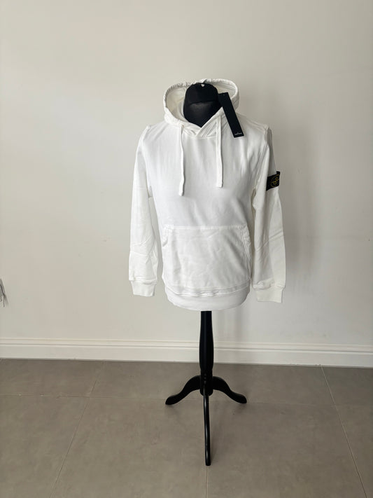 Stone Island Garment Dyed Popover Hoodie (White)