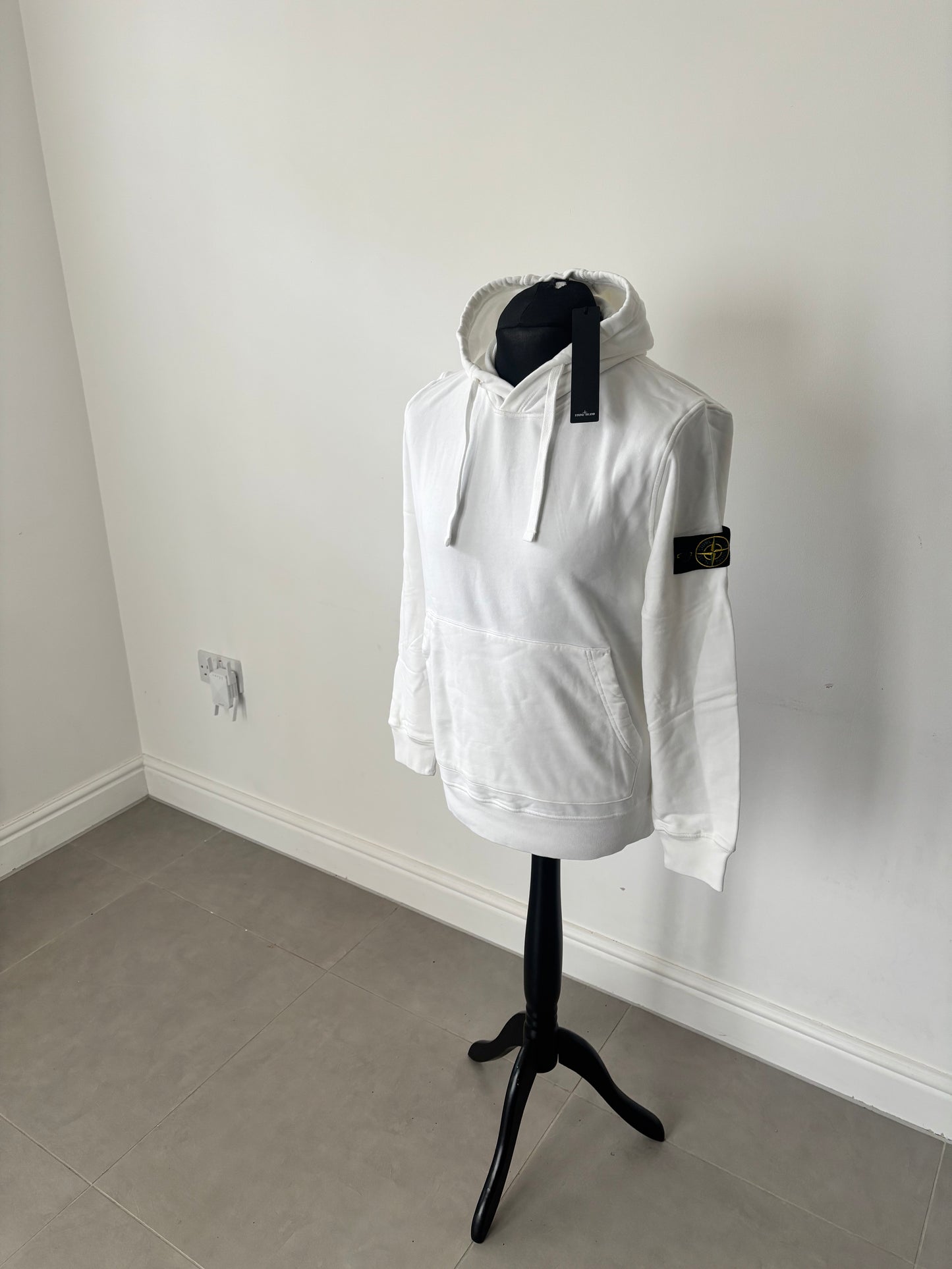 Stone Island Garment Dyed Popover Hoodie (White)