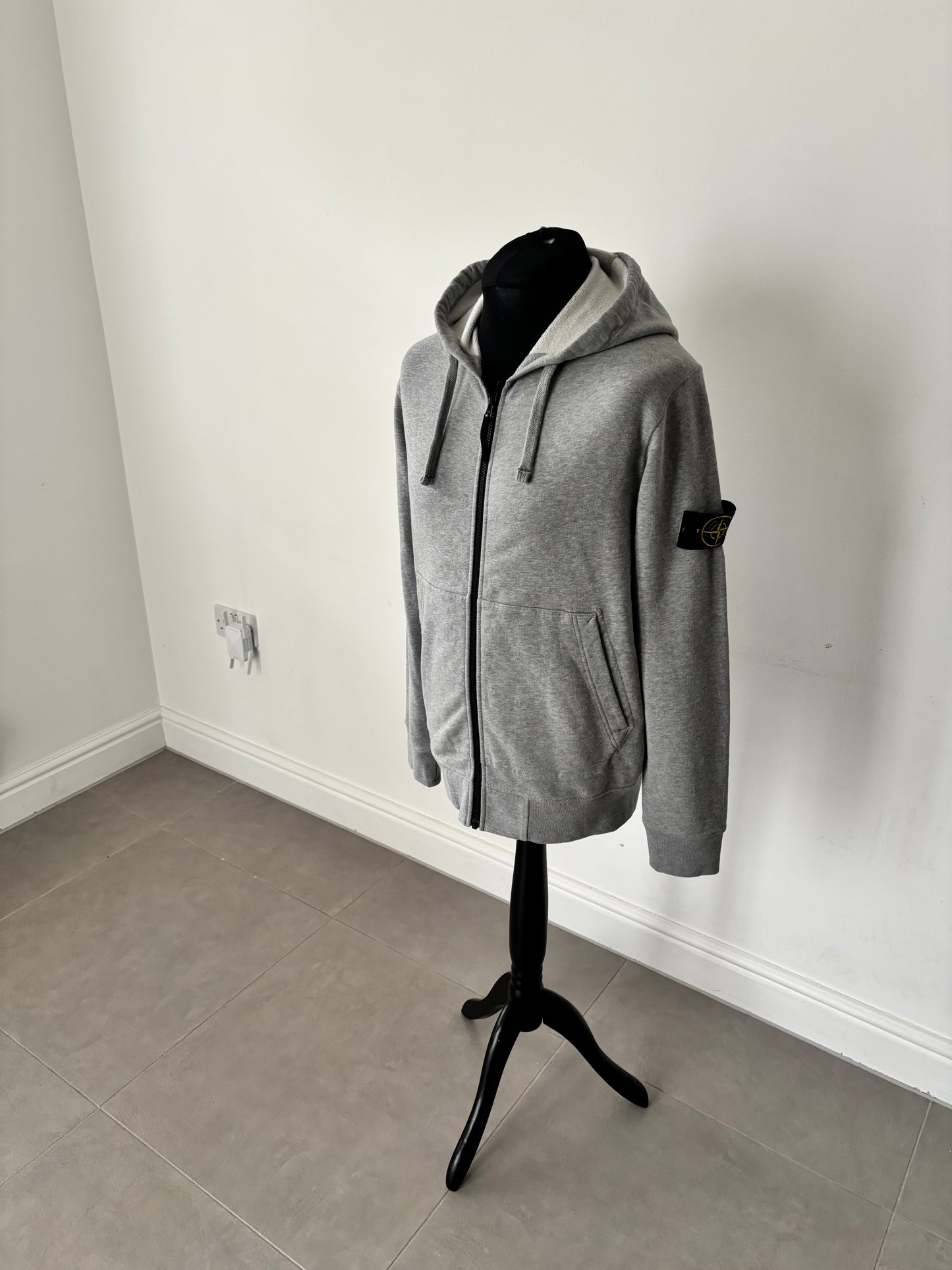 Stone Island Zip Up Hoodie (Grey)