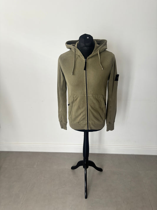 Stone Island Zip Up Hoodie (Olive)