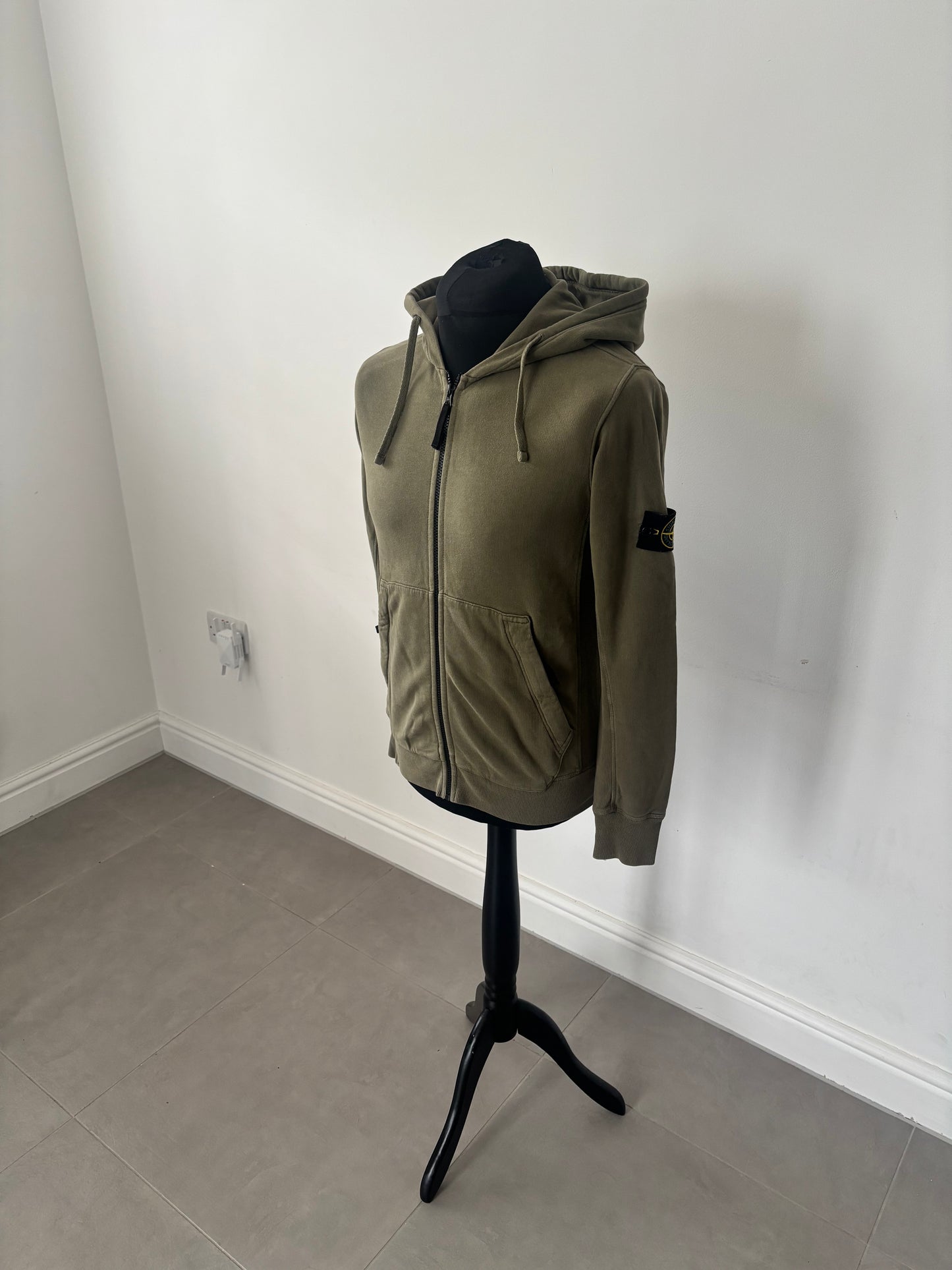 Stone Island Zip Up Hoodie (Olive)