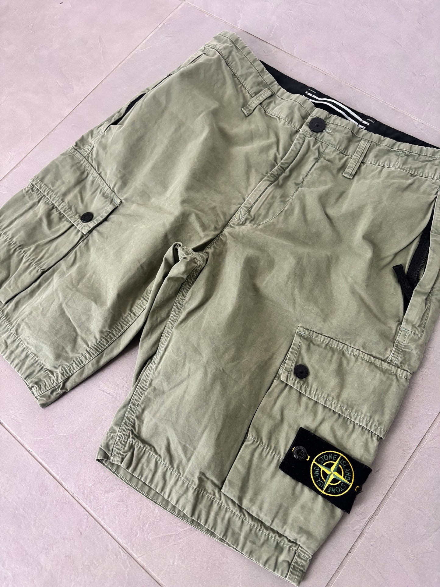 Stone Island Bermuda Cotton Cargo Shorts (Sage)