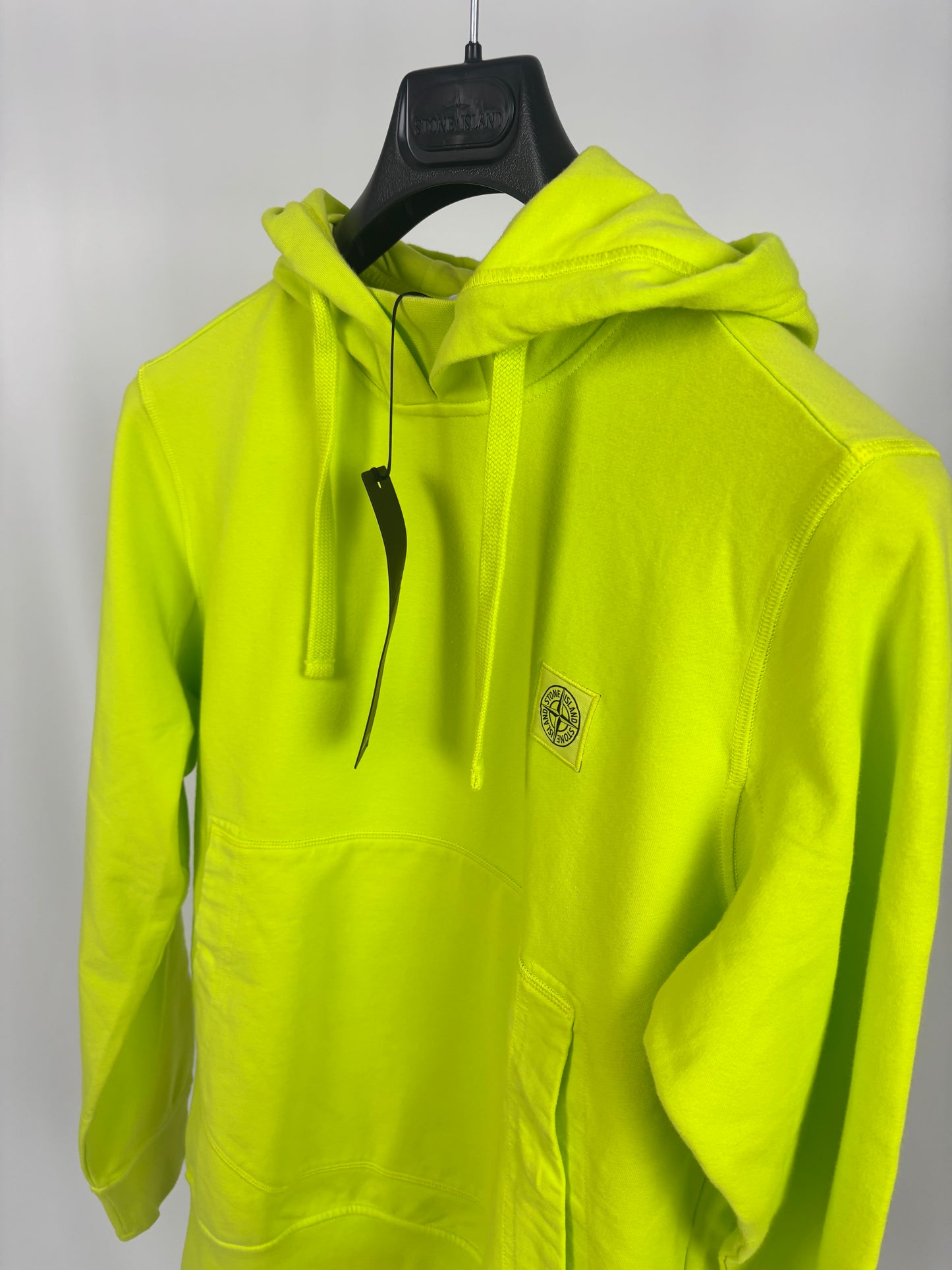 Stone Island Logo Patch Hoodie (Lime Green)