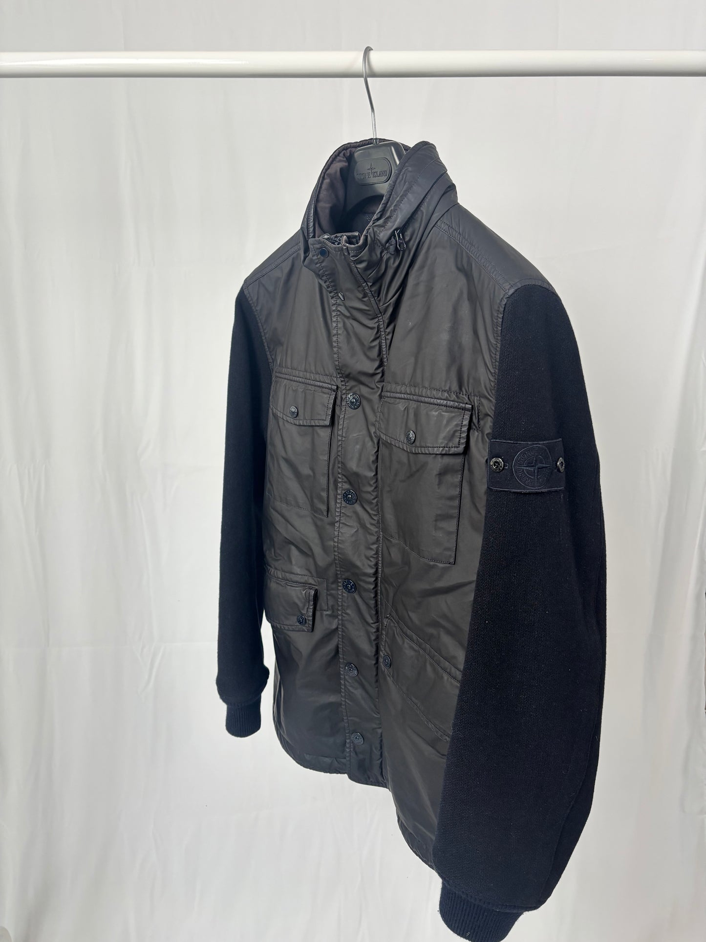 Stone Island Panno Tinto In Capo Più Mussola Gommato (Navy)