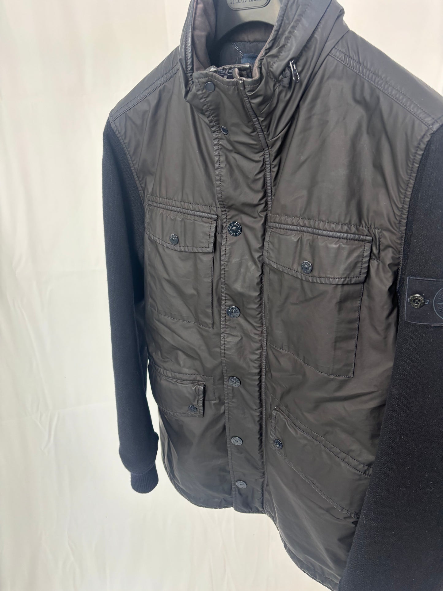 Stone Island Panno Tinto In Capo Più Mussola Gommato (Navy)