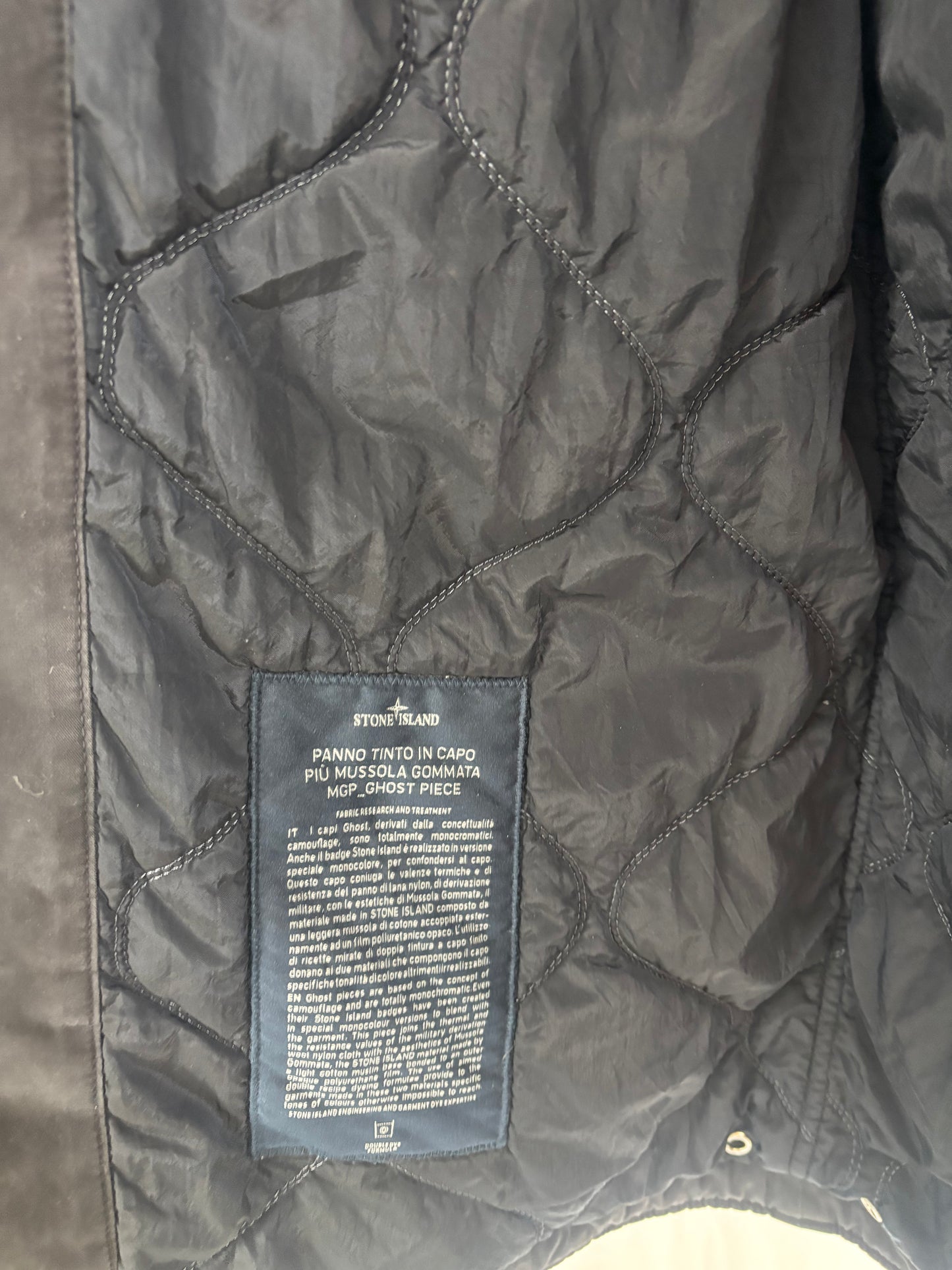 Stone Island Panno Tinto In Capo Più Mussola Gommato (Navy)