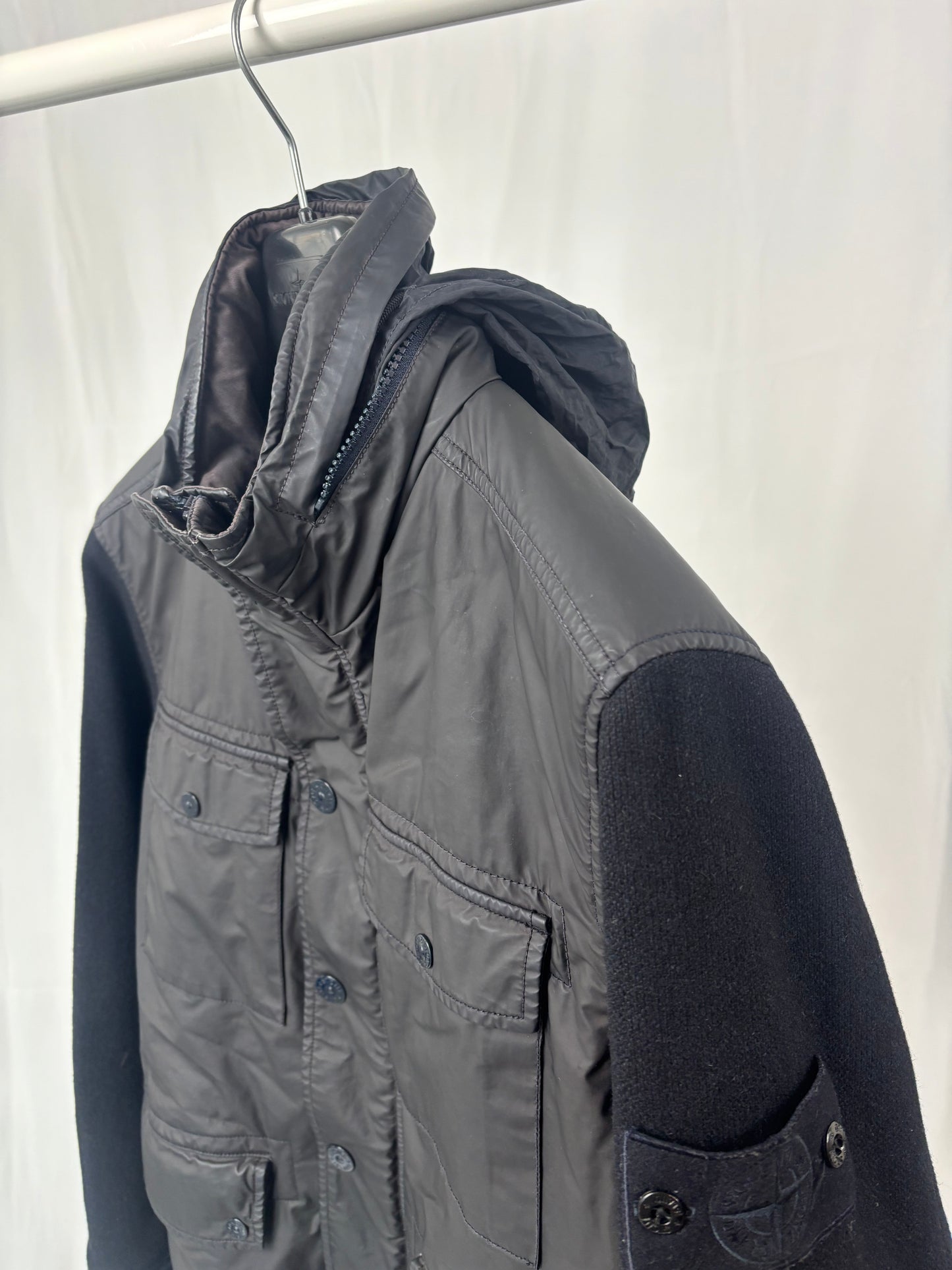 Stone Island Panno Tinto In Capo Più Mussola Gommato (Navy)