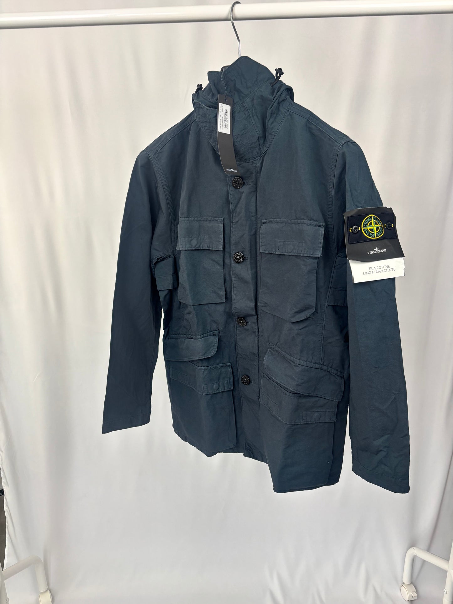 Stone Island Tela Cotone Lino Fiammato-TC (Navy)
