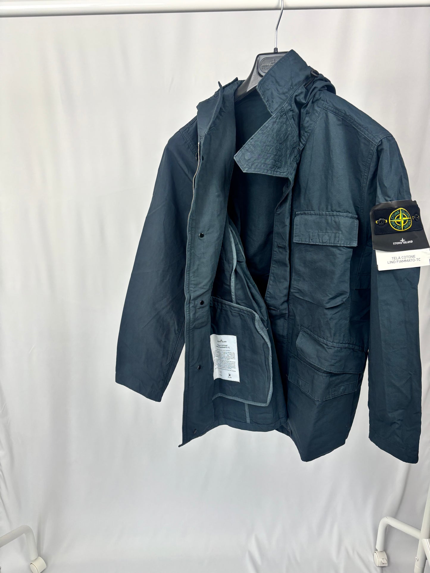 Stone Island Tela Cotone Lino Fiammato-TC (Navy)